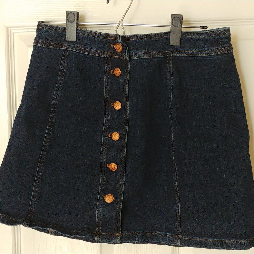 Madewell Size 8 Dark Denim Skirt Button-Up - Picture 5 of 5